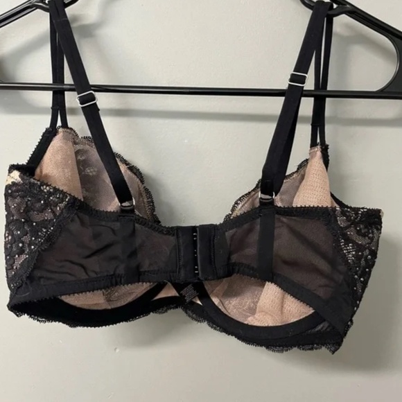 Victoria's Secret Lace Unlined Demi Bra 34DDD Gold Rhinestone Embellished - Picture 3 of 4